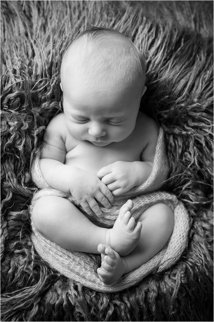 Black and White Newborn Portrait