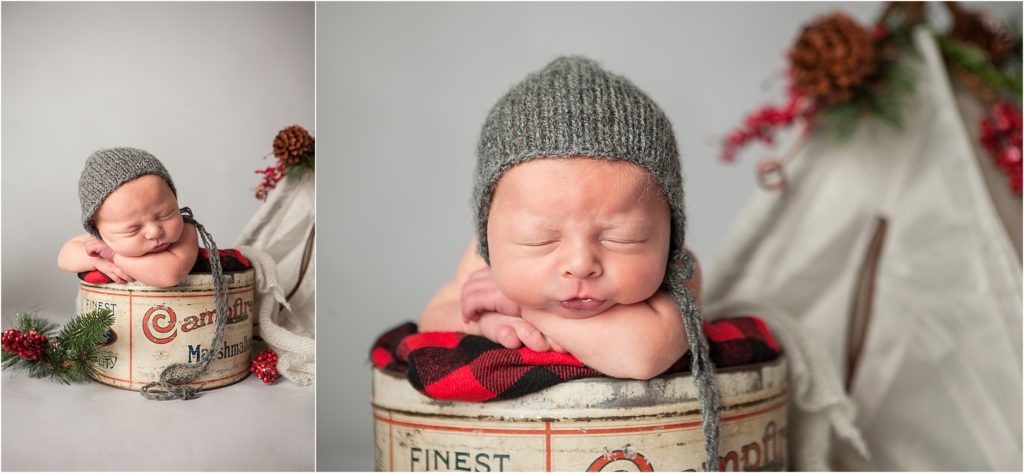 Christmas Newborn Portrait in Marshmallow Tin